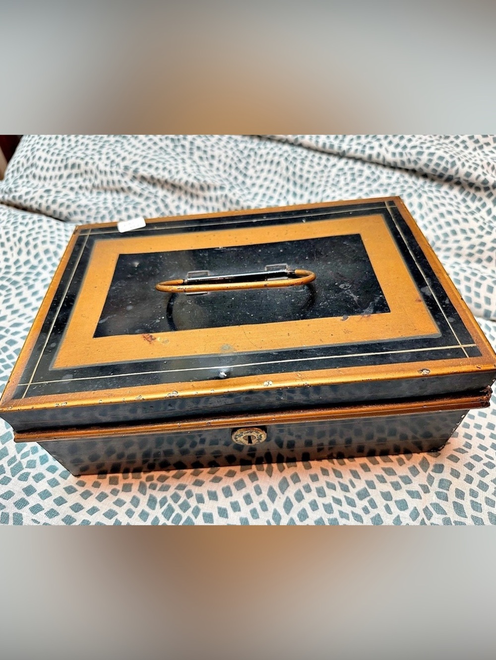 Vintage metal cash box early century